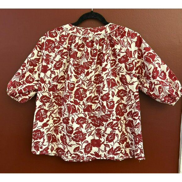 MAAC London Women's Chloe Top in Brick Size XS Smocked Tunic Style Elbow Sleeve - Picture 3 of 4